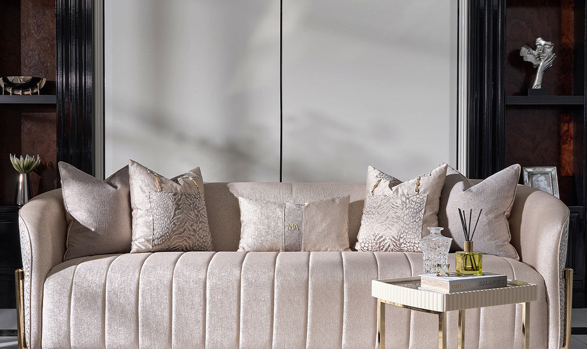 3 Seater Fabric Sofa with Pillow Arms in Lisbon Design