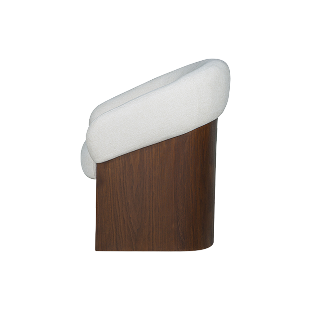 Dining Chair Soft Ivory with Curved Back Design