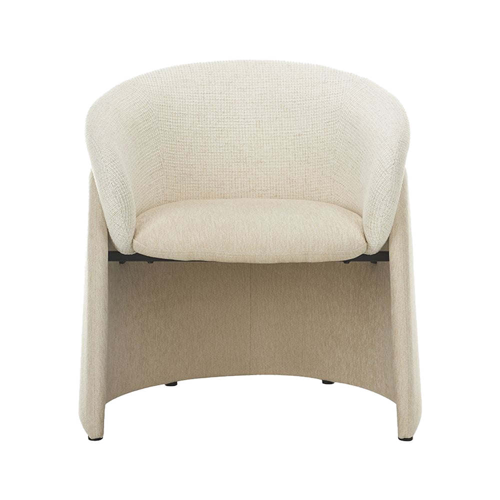 Lounge Chair in Off White with Curved Back Design
