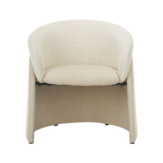 Lounge Chair in Off White with Curved Back Design