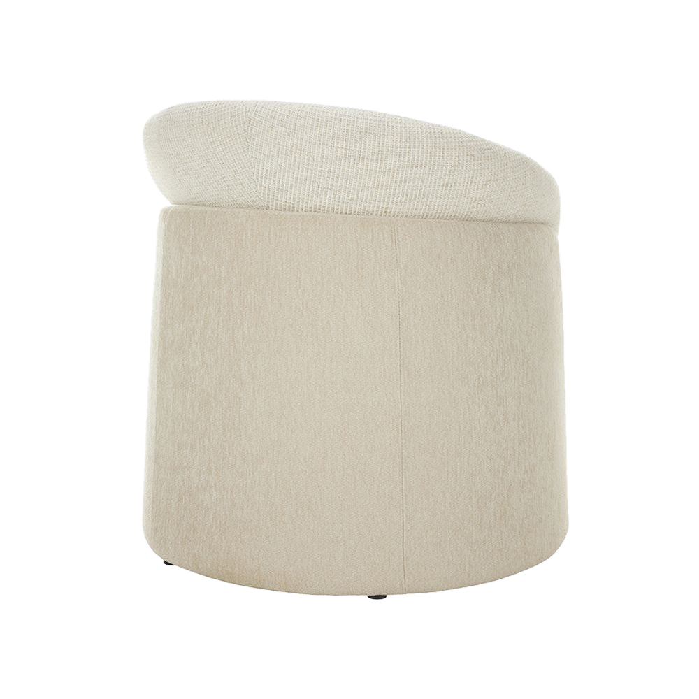 Lounge Chair in Off White with Curved Back Design