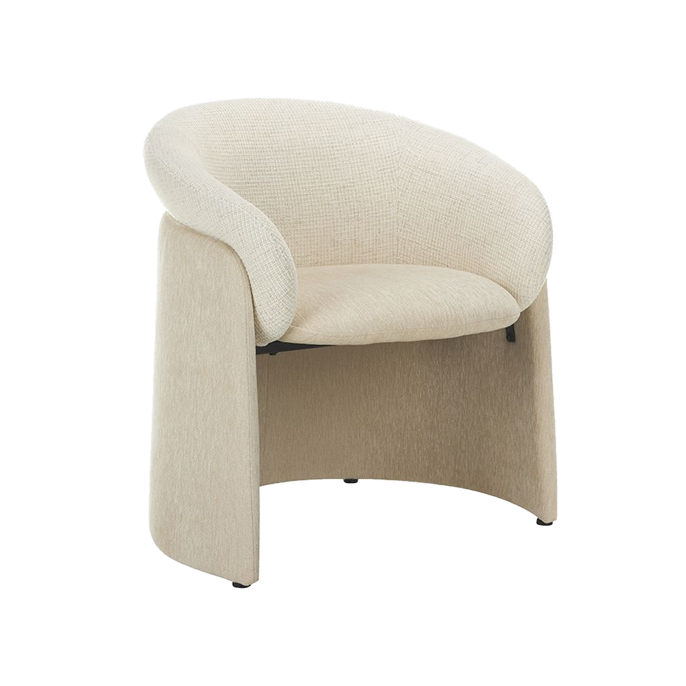Lounge Chair in Off White with Curved Back Design