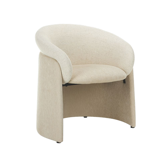 Lounge Chair in Off White with Curved Back Design
