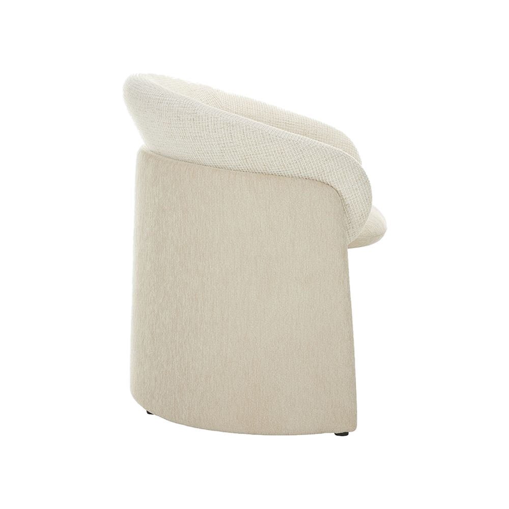 Lounge Chair in Off White with Curved Back Design