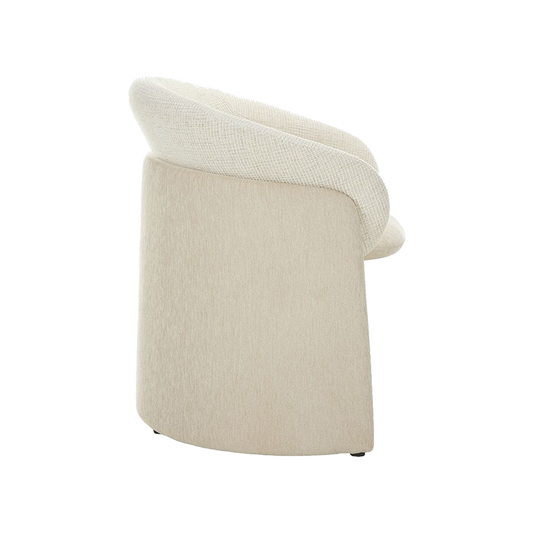 Lounge Chair in Off White with Curved Back Design