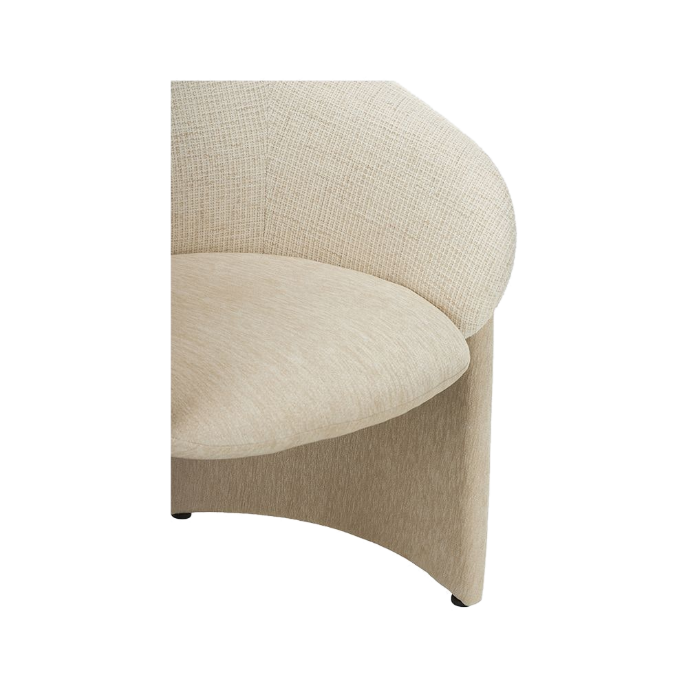 Lounge Chair in Off White with Curved Back Design