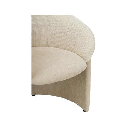 Lounge Chair in Off White with Curved Back Design