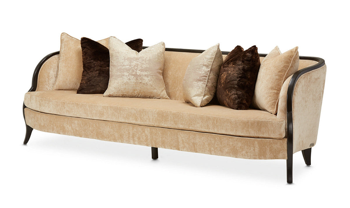 Malibu Crest 3-Seater Velvet Sofa with 6 Accent Pillows