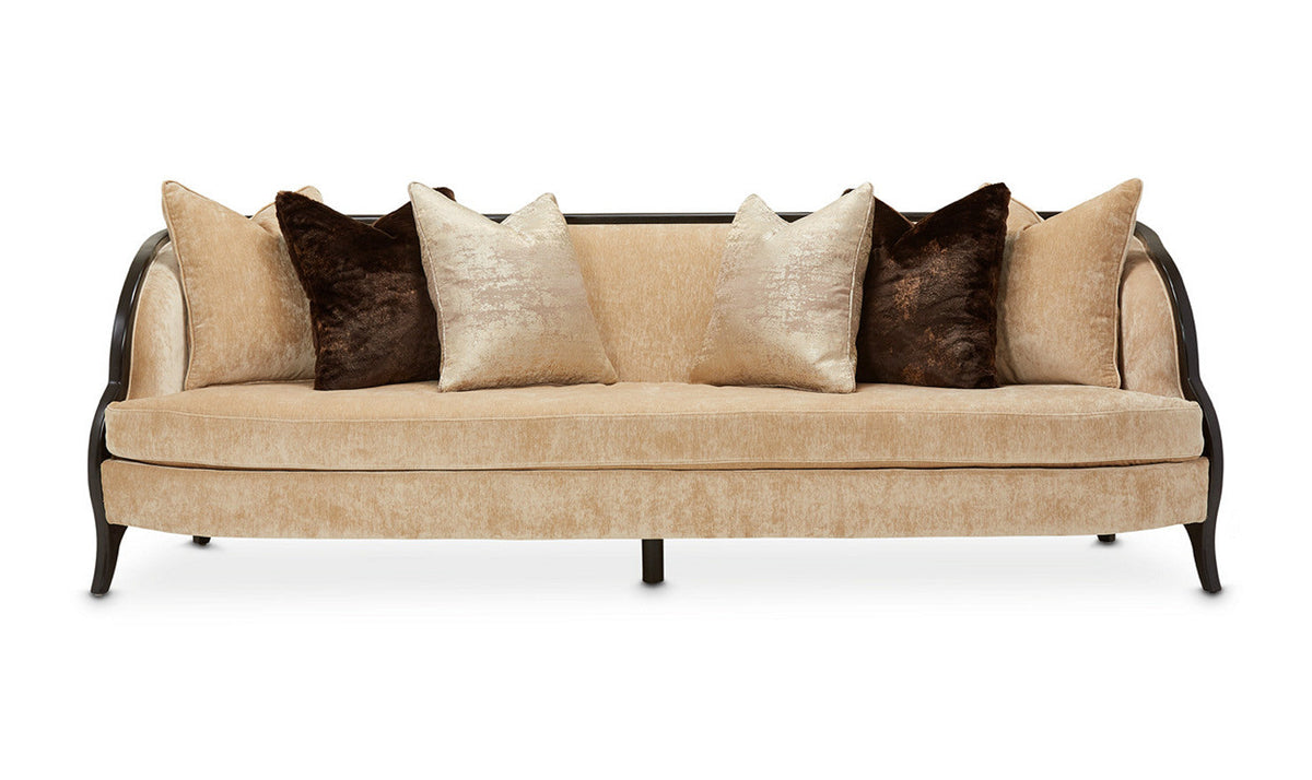 Malibu Crest 3-Seater Velvet Sofa with 6 Accent Pillows