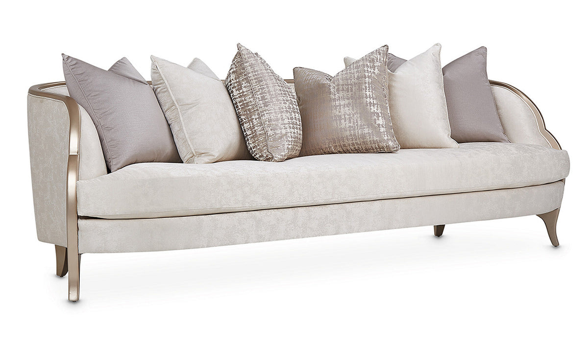 Malibu Crest 3-Seater Velvet Sofa with 6 Accent Pillows
