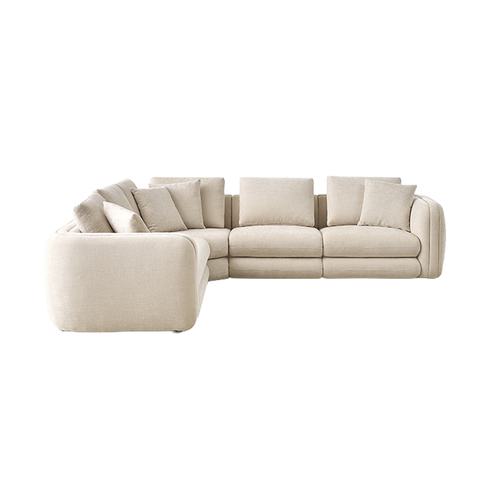 Sectional Sofa in Latte with Curved Armrests