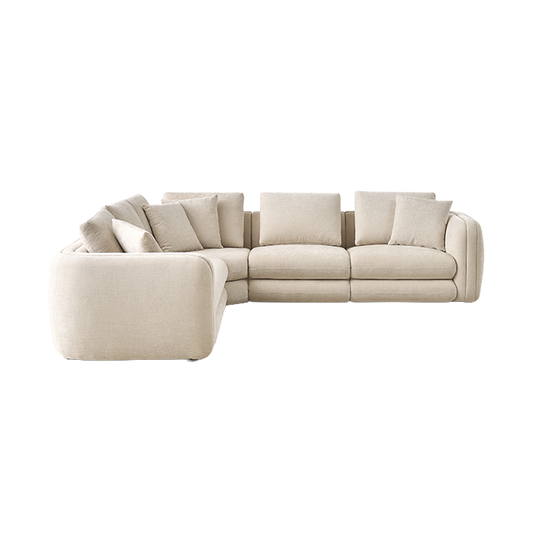Sectional Sofa in Latte with Curved Armrests