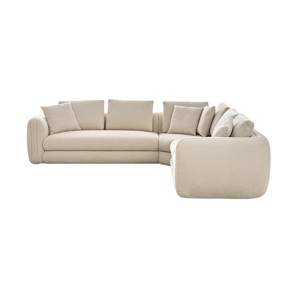 Sectional Sofa in Latte with Curved Armrests