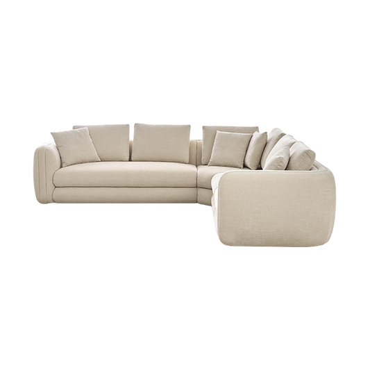 Sectional Sofa in Latte with Curved Armrests