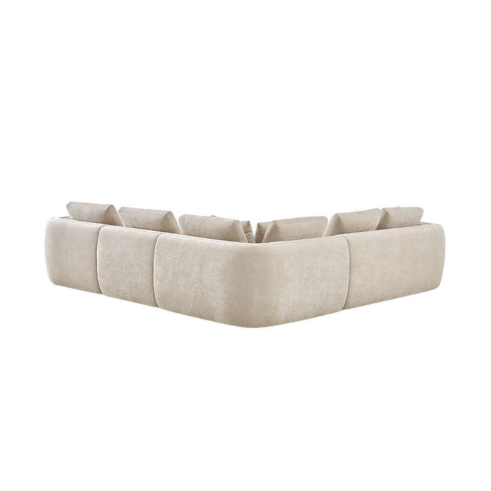 Sectional Sofa in Latte with Curved Armrests
