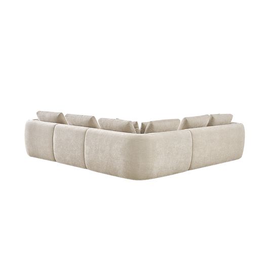 Sectional Sofa in Latte with Curved Armrests