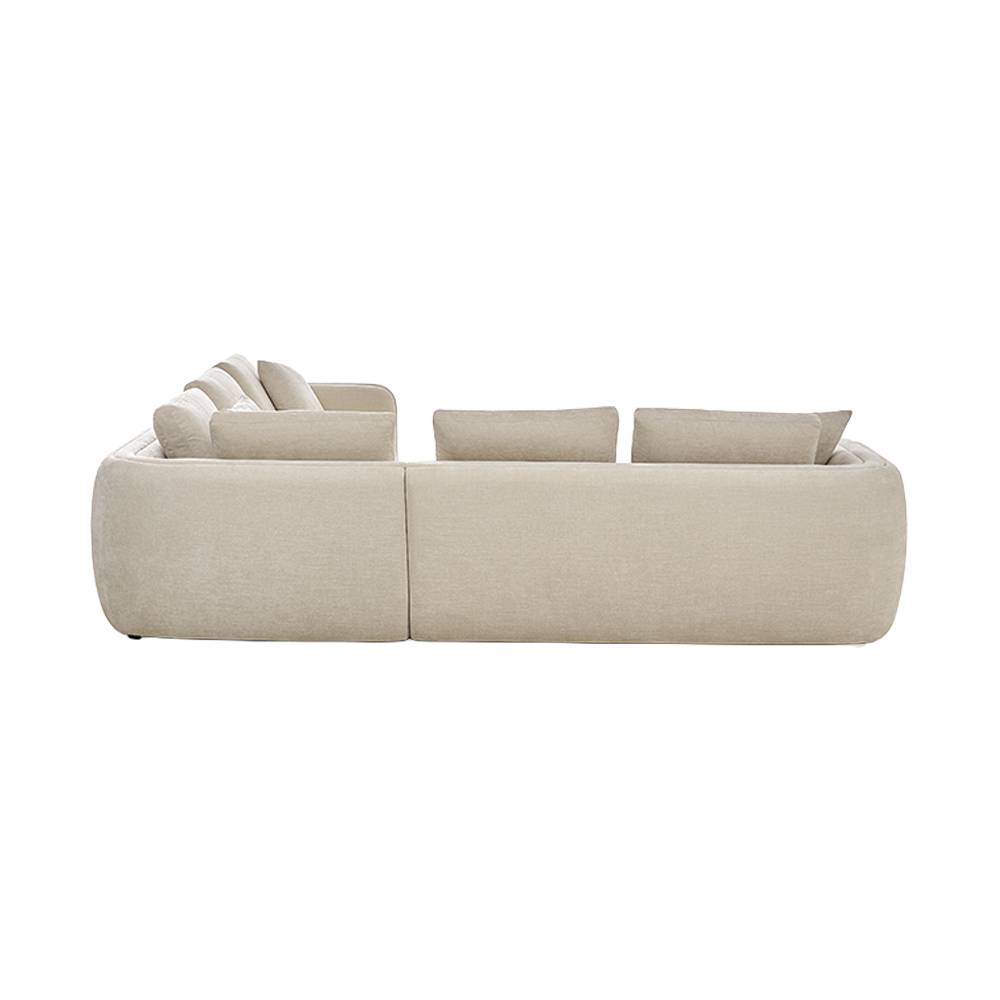 Sectional Sofa in Latte with Curved Armrests