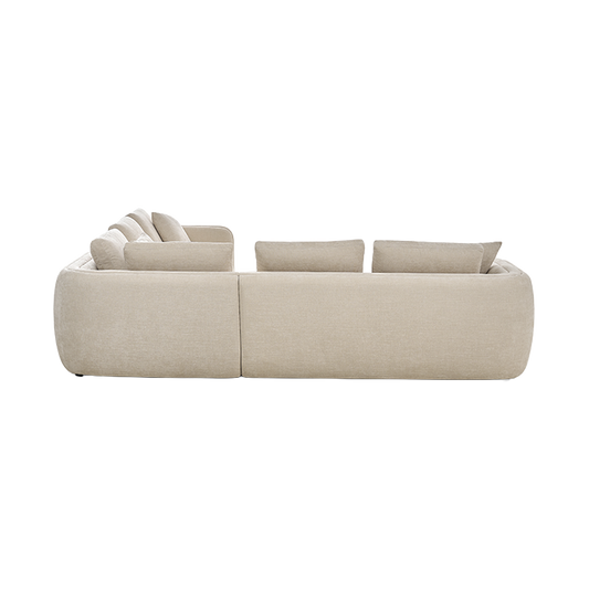 Sectional Sofa in Latte with Curved Armrests