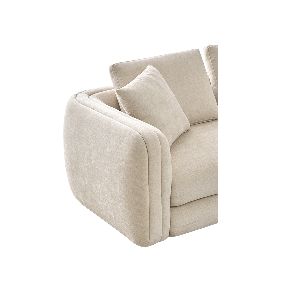 Sectional Sofa in Latte with Curved Armrests