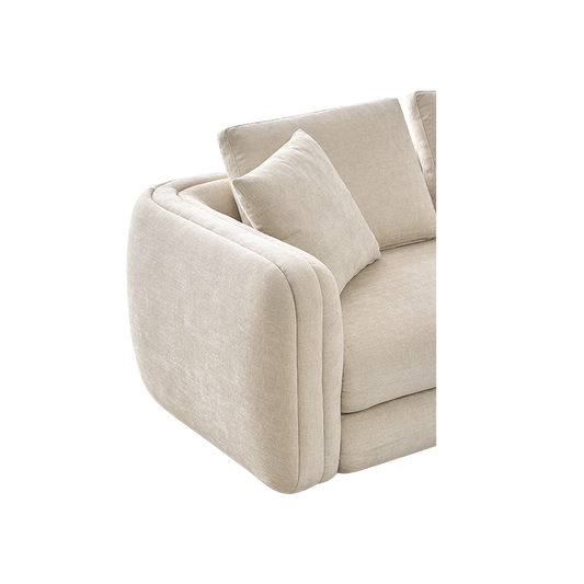 Sectional Sofa in Latte with Curved Armrests