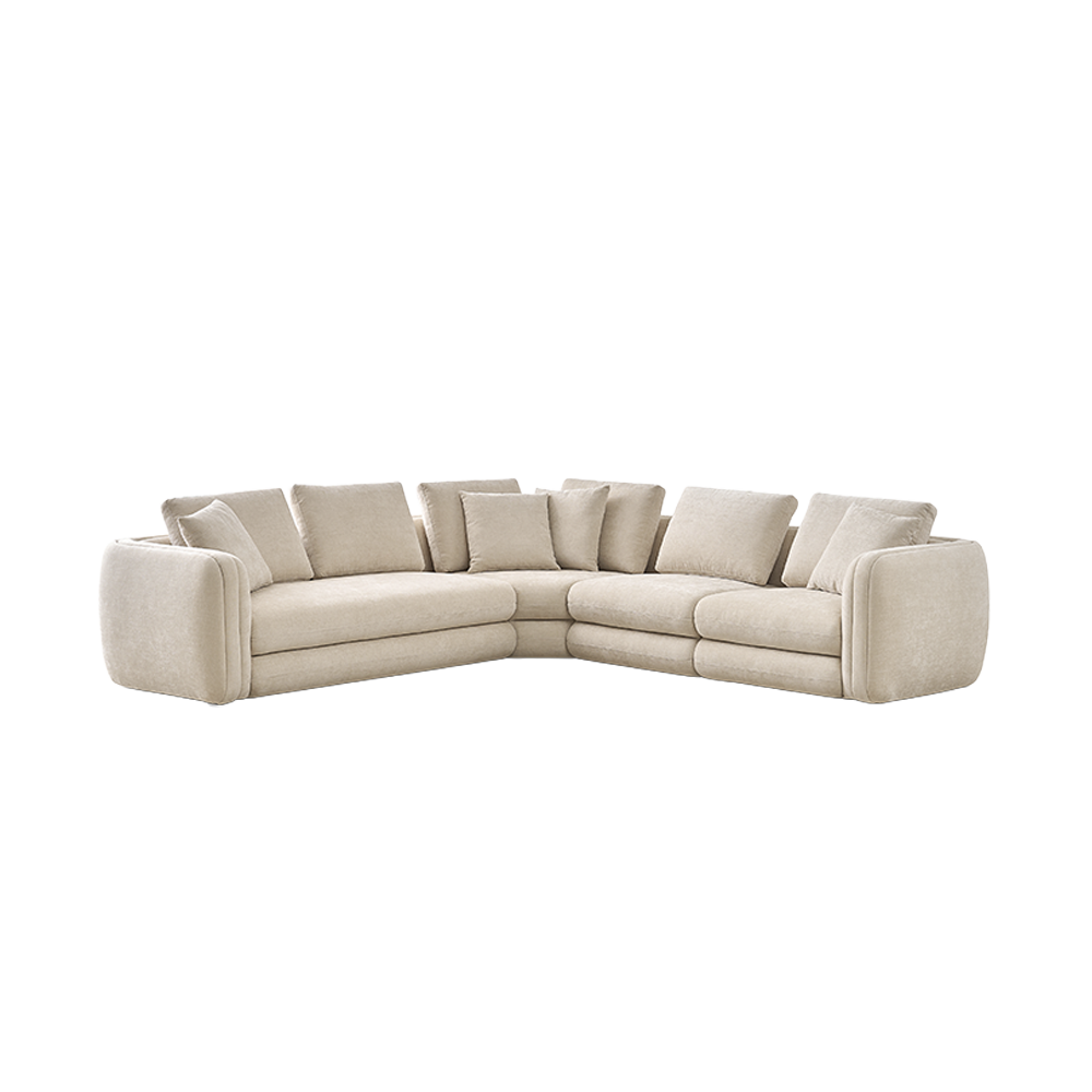 Sectional Sofa in Latte with Curved Armrests