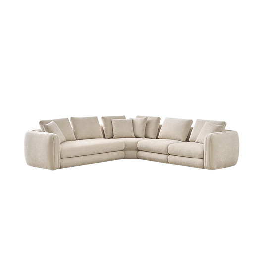 Sectional Sofa in Latte with Curved Armrests