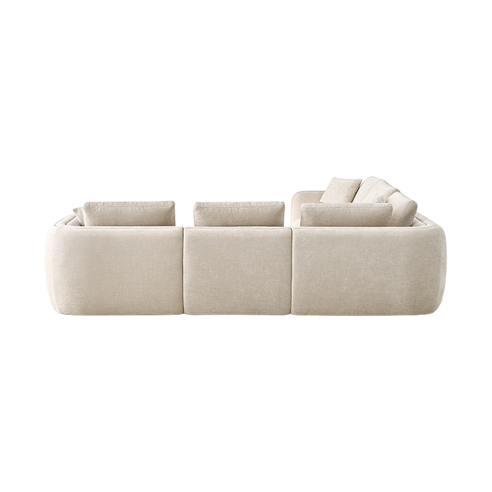 Sectional Sofa in Latte with Curved Armrests