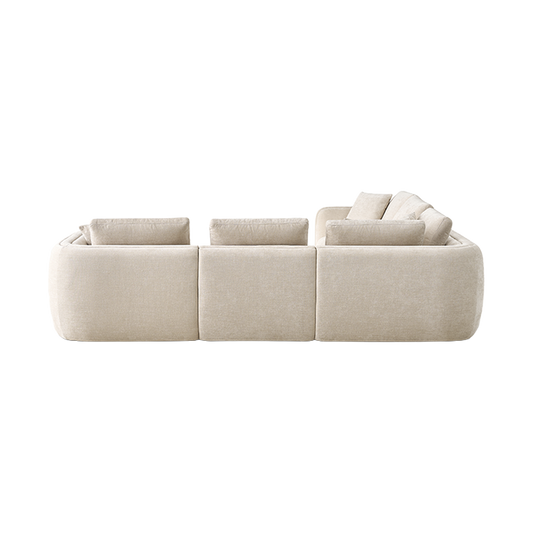 Sectional Sofa in Latte with Curved Armrests