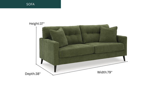 Bixler 2-Seater Fabric Sofa with Tufted Back Design