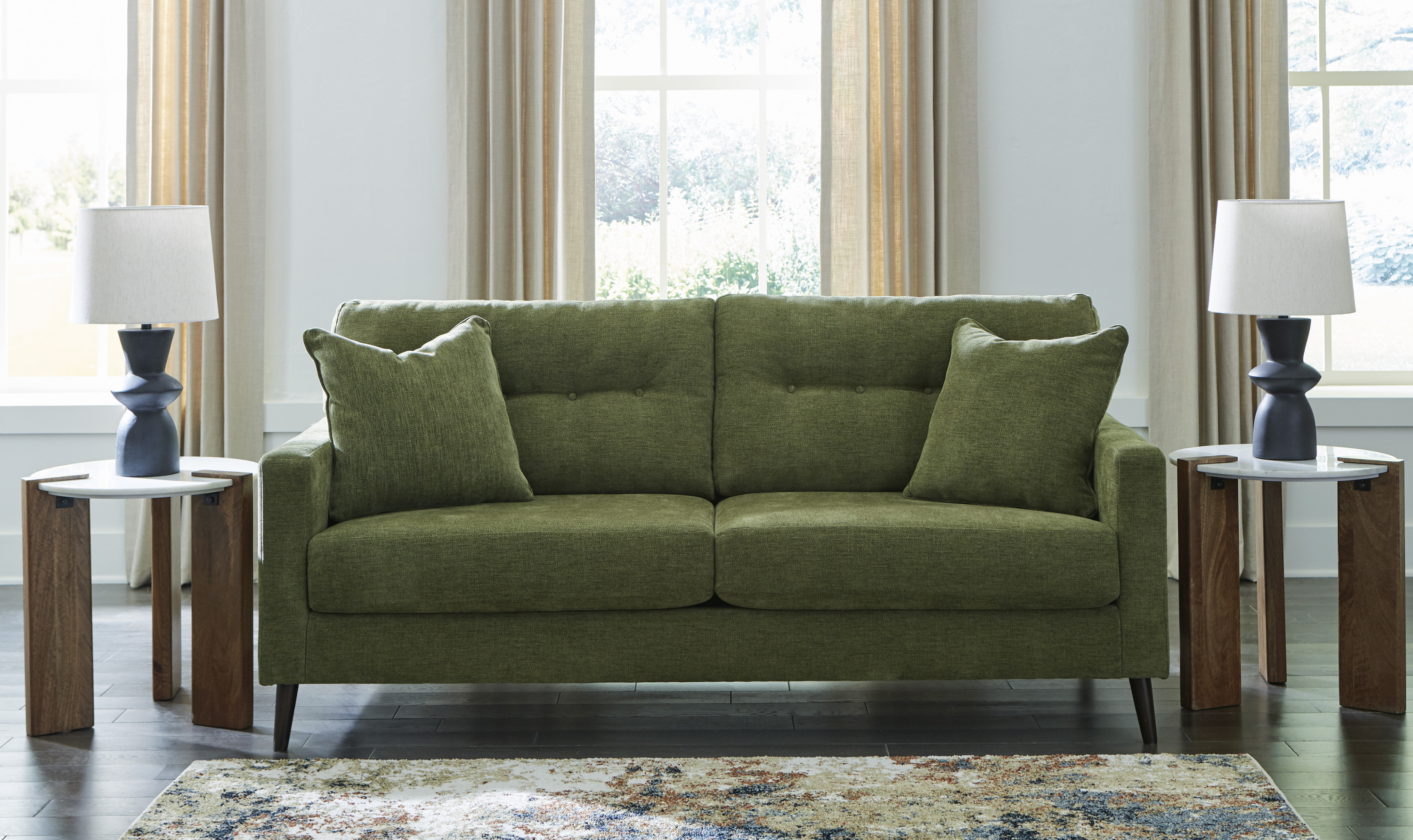 Bixler 2-Seater Fabric Sofa with Tufted Back Design