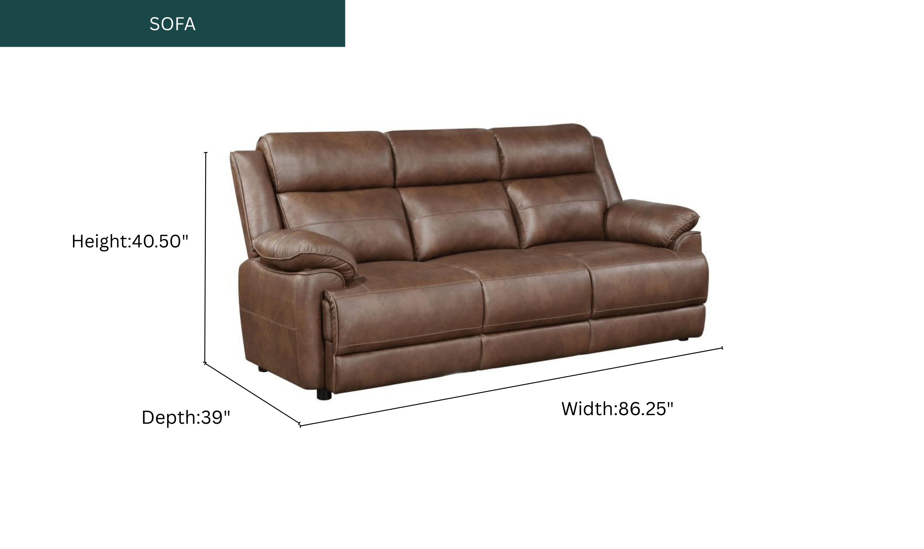Fabric 3-Seater Sofa with Padded Arms in Modern Heritage Design