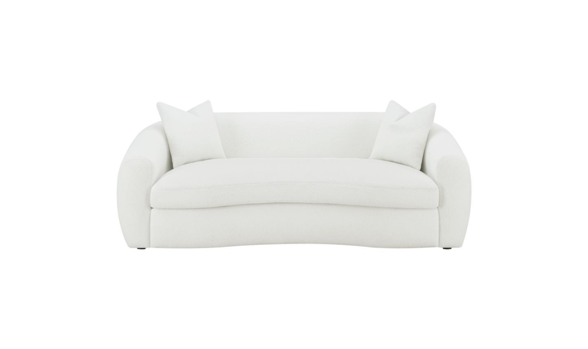 Fabric 3-Seater Bench Sofa with Tufted Back in White