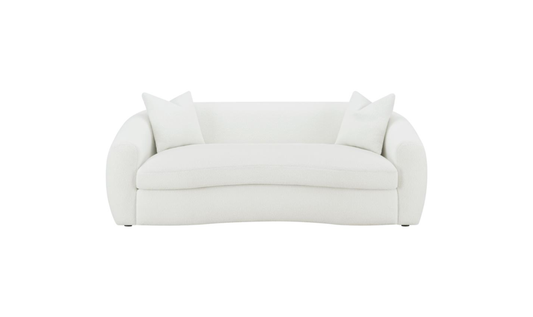 Fabric 3-Seater Bench Sofa with Tufted Back in White