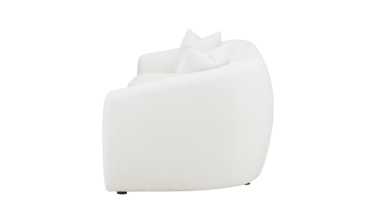 Fabric 3-Seater Bench Sofa with Tufted Back in White