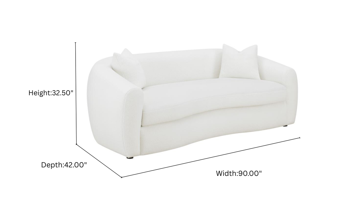 Fabric 3-Seater Bench Sofa with Tufted Back in White