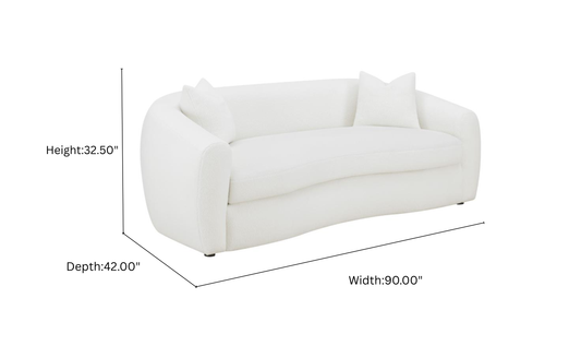 Fabric 3-Seater Bench Sofa with Tufted Back in White