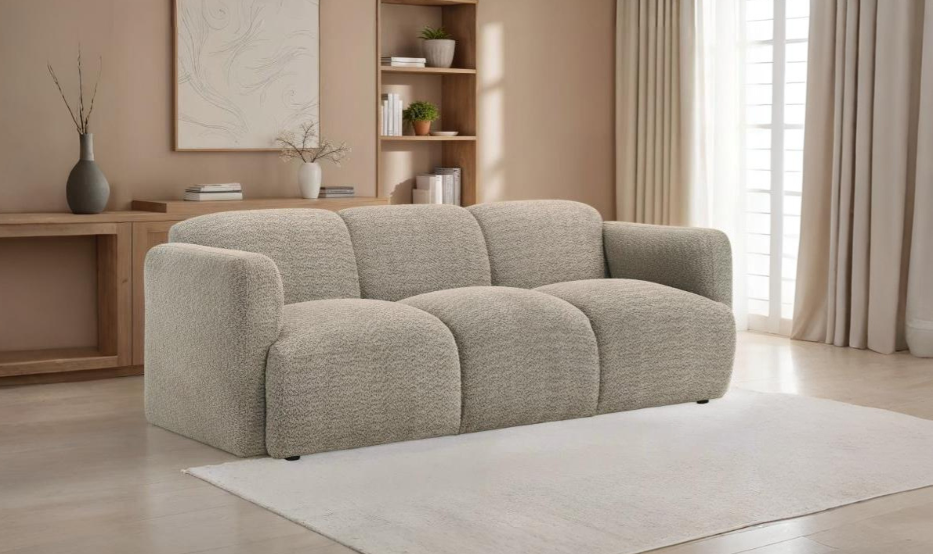 Round Track Arm 3 Seater Sofa in Dorset Fabric