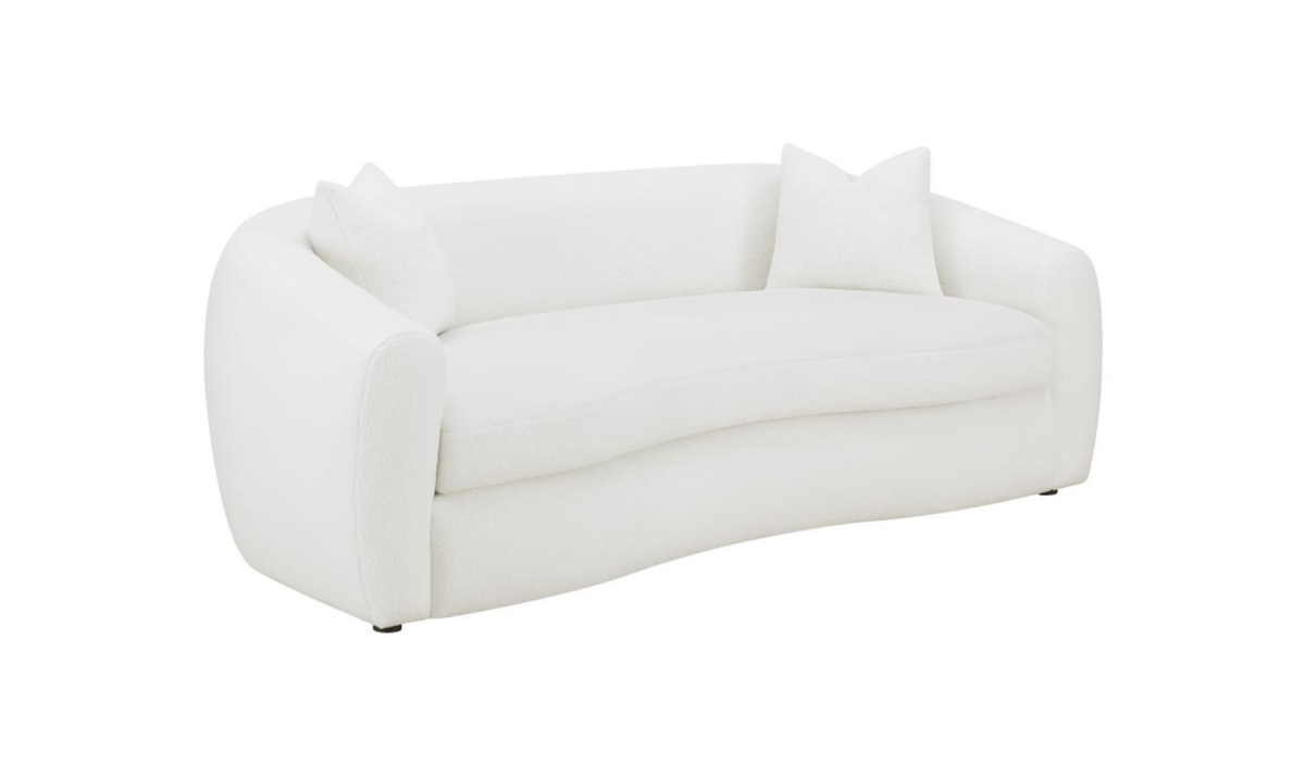 Fabric 3-Seater Bench Sofa with Tufted Back in White