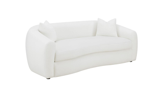 Fabric 3-Seater Bench Sofa with Tufted Back in White