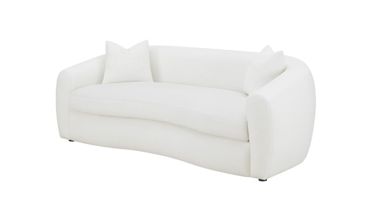 Fabric 3-Seater Bench Sofa with Tufted Back in White