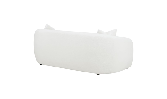 Fabric 3-Seater Bench Sofa with Tufted Back in White
