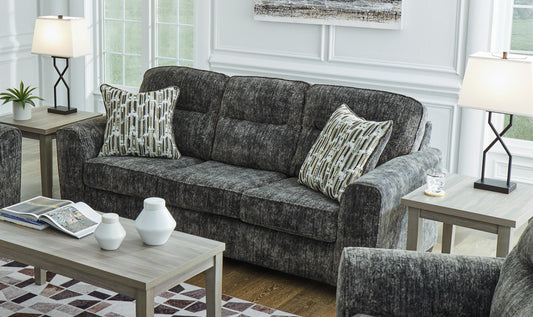 3-Seater Fabric Sofa with Cushion Arms and Modern Heritage Design