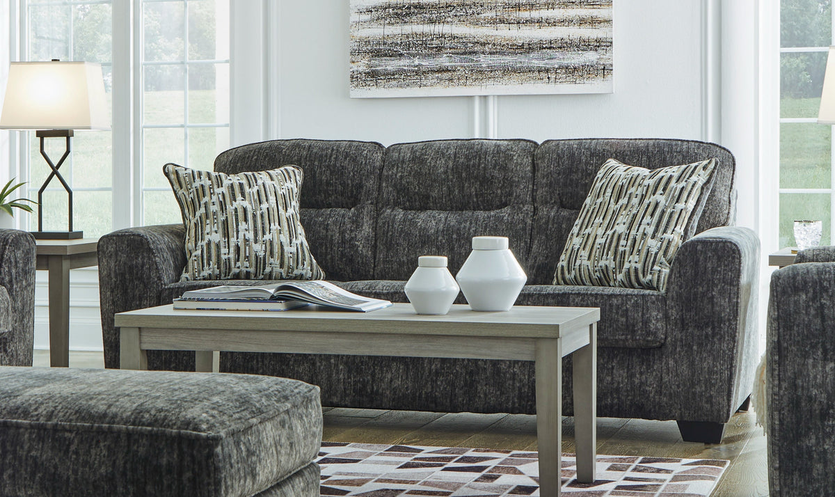 3-Seater Fabric Sofa with Cushion Arms and Modern Heritage Design