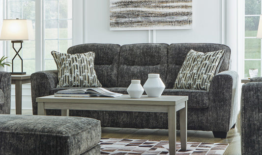 3-Seater Fabric Sofa with Cushion Arms and Modern Heritage Design