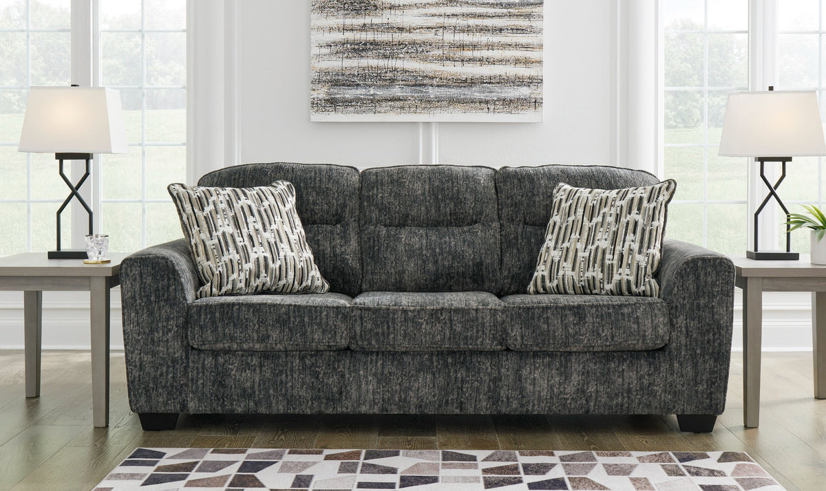 3-Seater Fabric Sofa with Cushion Arms and Modern Heritage Design