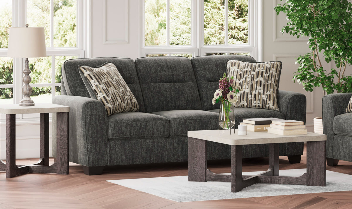 3-Seater Fabric Sofa with Cushion Arms and Modern Heritage Design