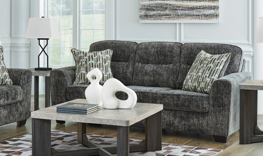 3-Seater Fabric Sofa with Cushion Arms and Modern Heritage Design
