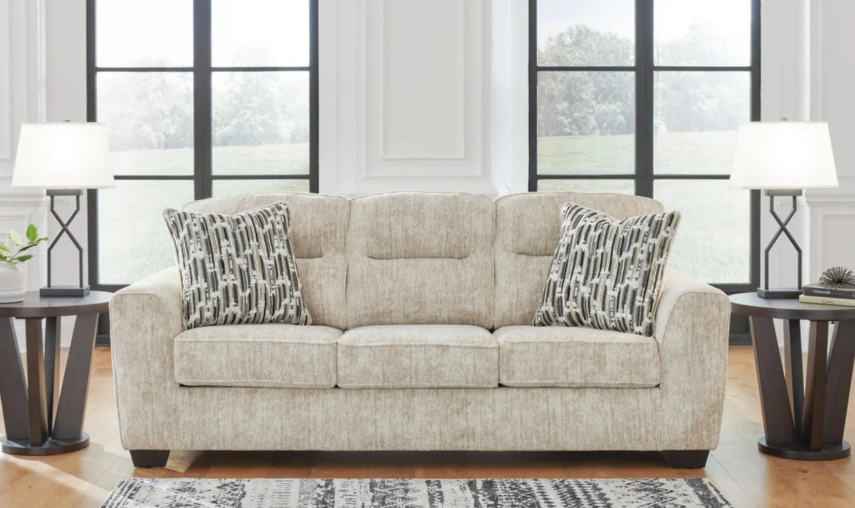 3-Seater Fabric Sofa with Cushion Arms and Modern Heritage Design