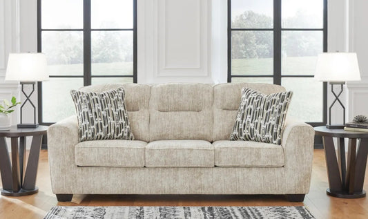 3-Seater Fabric Sofa with Cushion Arms and Modern Heritage Design