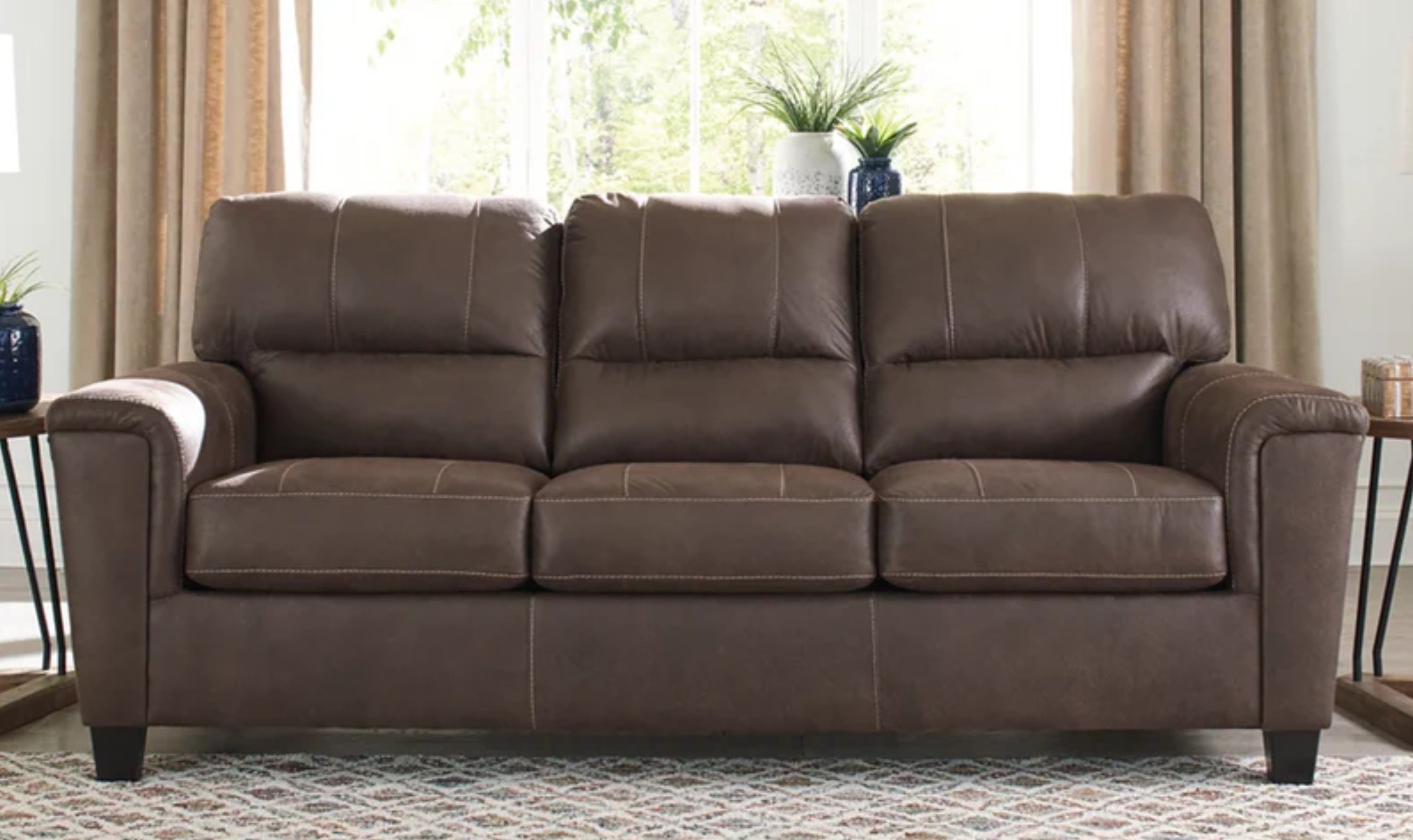 Modern Heritage 3-Seater Sofa with Track Arms in Faux Leather